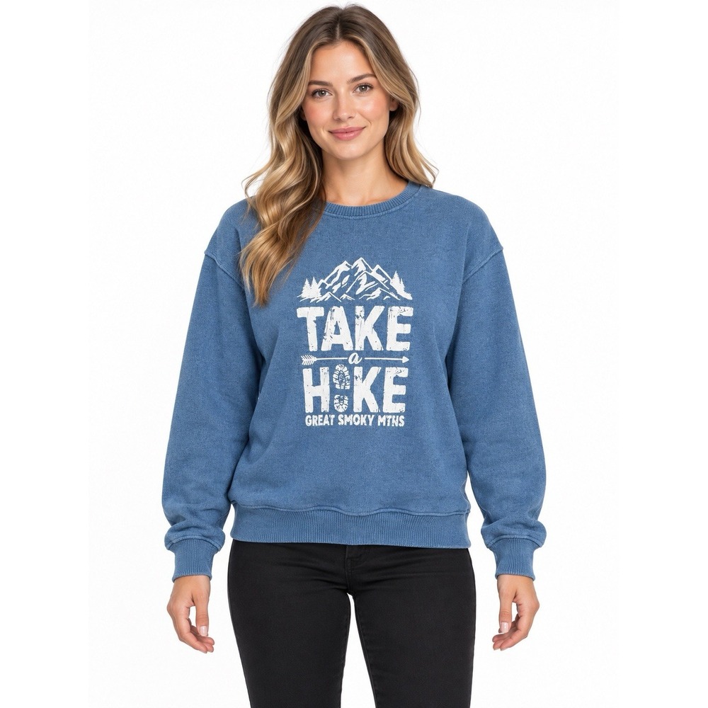 Pacific & Co Take a Hike Great Smoky Mountains Blue Crewneck Sweatshirt S